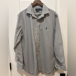 Polo Ralph Lauren White Dress Shirt with Grey Stripes